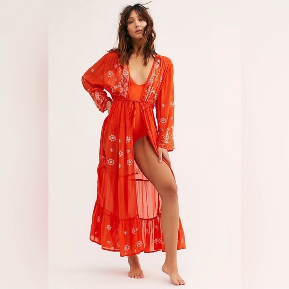 Free People La Cienega Embroidered Kimono
